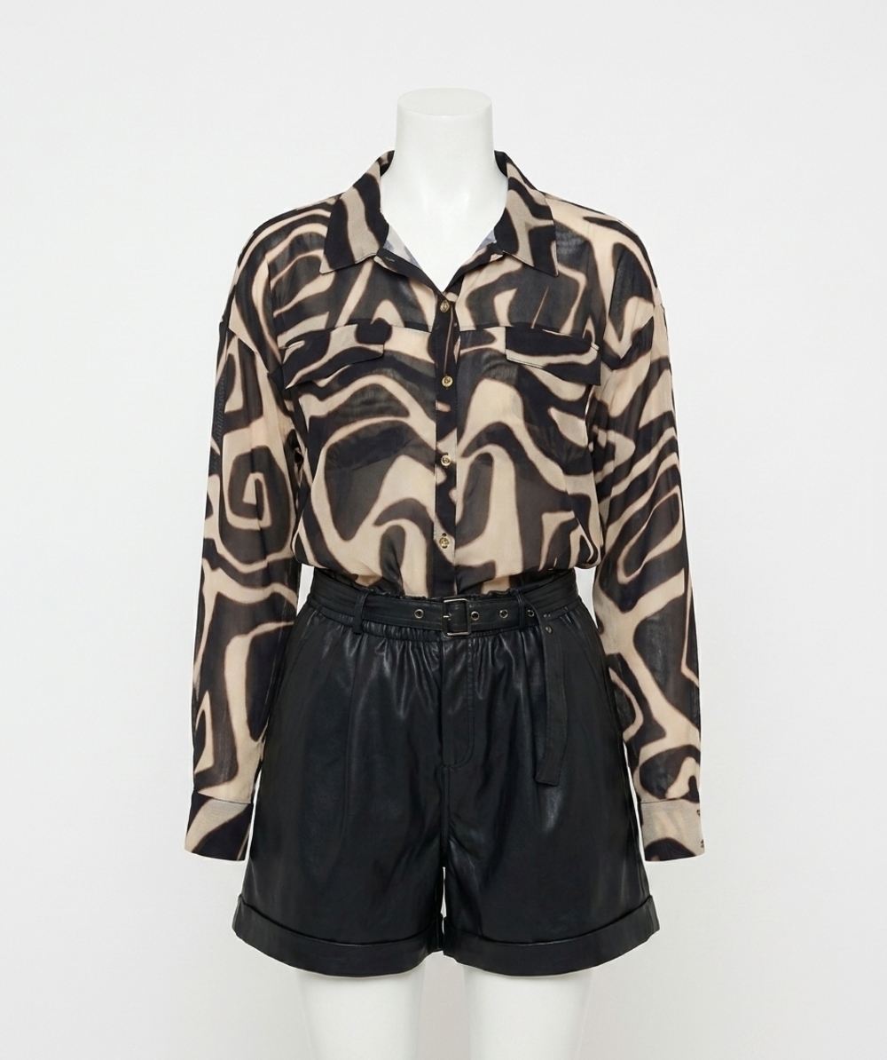 NEW ESQUALO mesh blouse harm in black